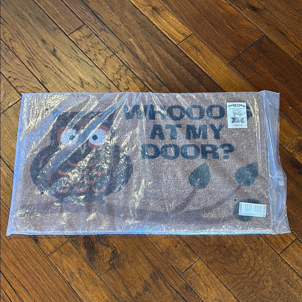 Owl Design Doormat - Brown and Green